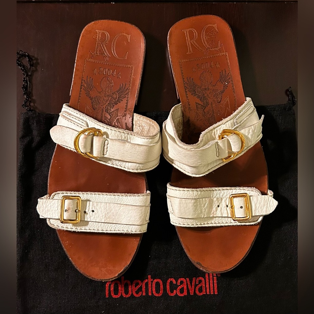 Roberto Cavalli Runway Vintage 2004 White Leather Sailor Sandal 9